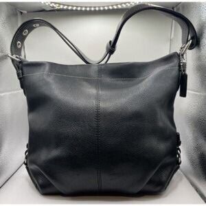Coach 15064 Soho Black Pebbled Leather Convertible Crossbody Bag (Silver Buckle)